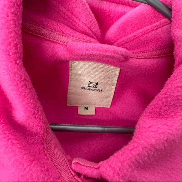 Thread + supply sweater jacket coat button up neon pink fleece soft comfy luxe - Picture 7 of 9